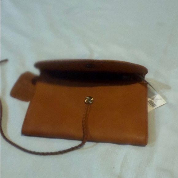 Anthropologie Tan Leather Clutch with Tassel - Picture 7 of 8